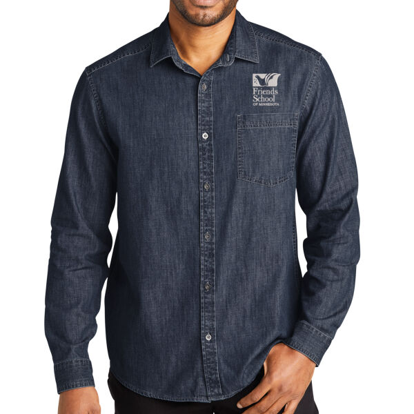 Port Authority Long Sleeve Perfect Denim Shirt  - Embroidered Logo Thumbnail