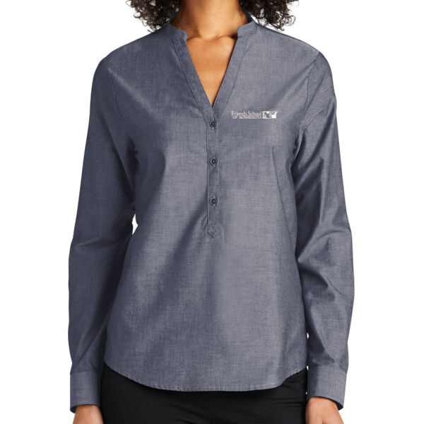 Port Authority Tailored Ladies Long Sleeve Cambray Easy Care Shirt  - Embroidered Logo Thumbnail